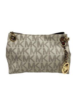 Michael Kors Beige Canvas Jet Set Large Shoulder Tote Bag